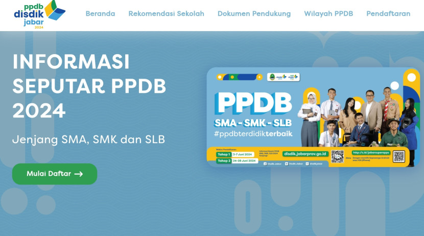 Tangkapan layar Website PPDB Jabar 2024. 